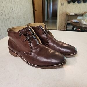 COLE HAAN GRANDIOS BROWN LEATHER LACE UP ANKLE Beatle Disco Hipster BOOTS 8.5 M